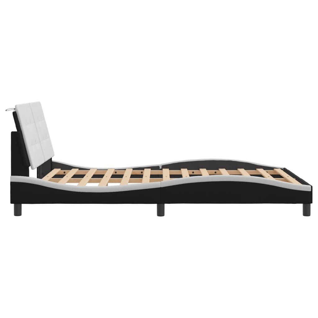 vidaXL Estructura cama cabecero cuero sintético negro blanco 140x200cm