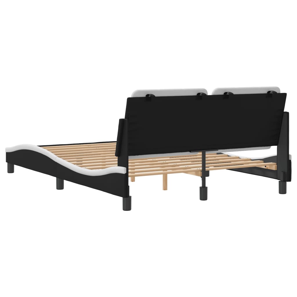 vidaXL Estructura cama cabecero cuero sintético negro blanco 140x200cm