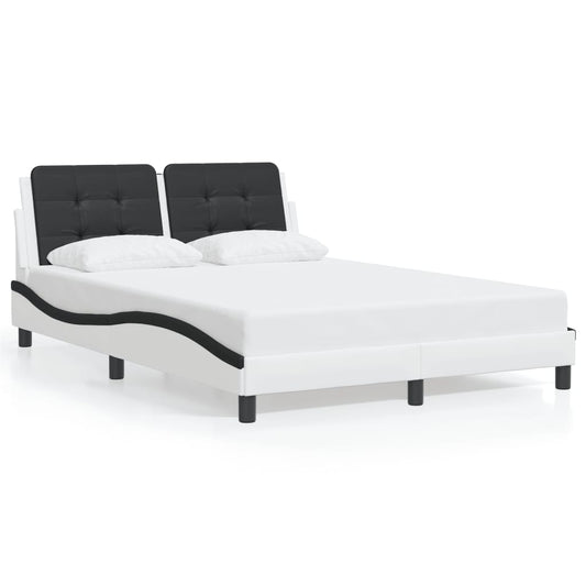 vidaXL Estructura cama cabecero cuero sintético blanco negro 140x200cm