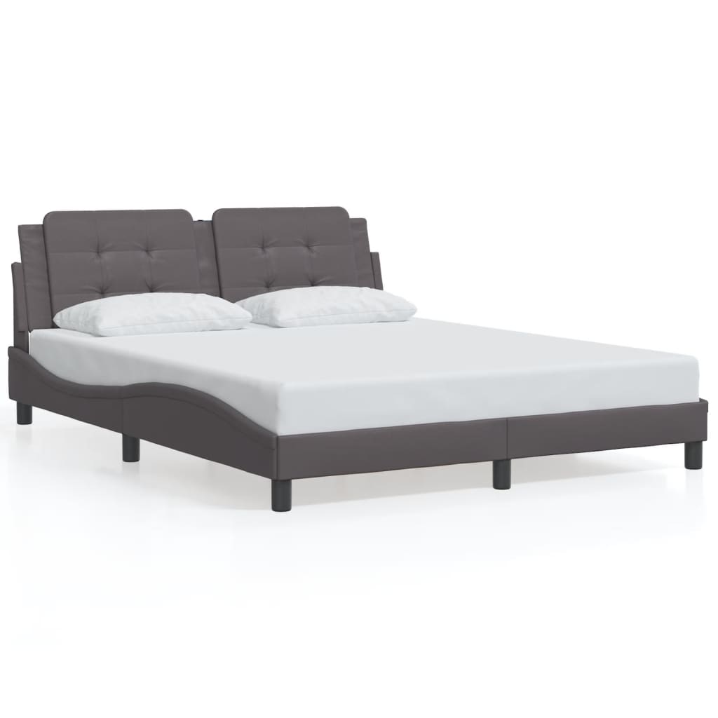 vidaXL Estructura de cama sin colchón cuero sintético gris 160x200 cm