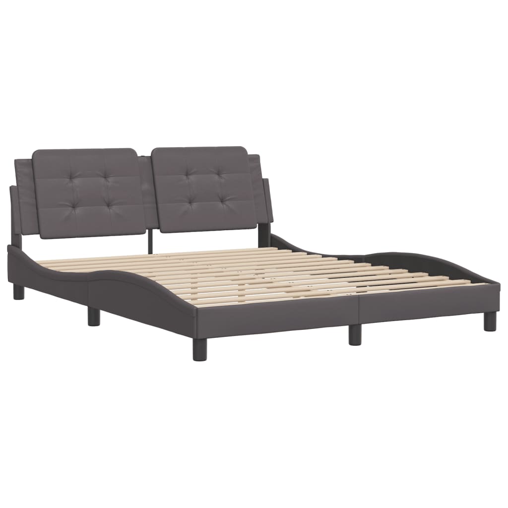 vidaXL Estructura de cama sin colchón cuero sintético gris 160x200 cm