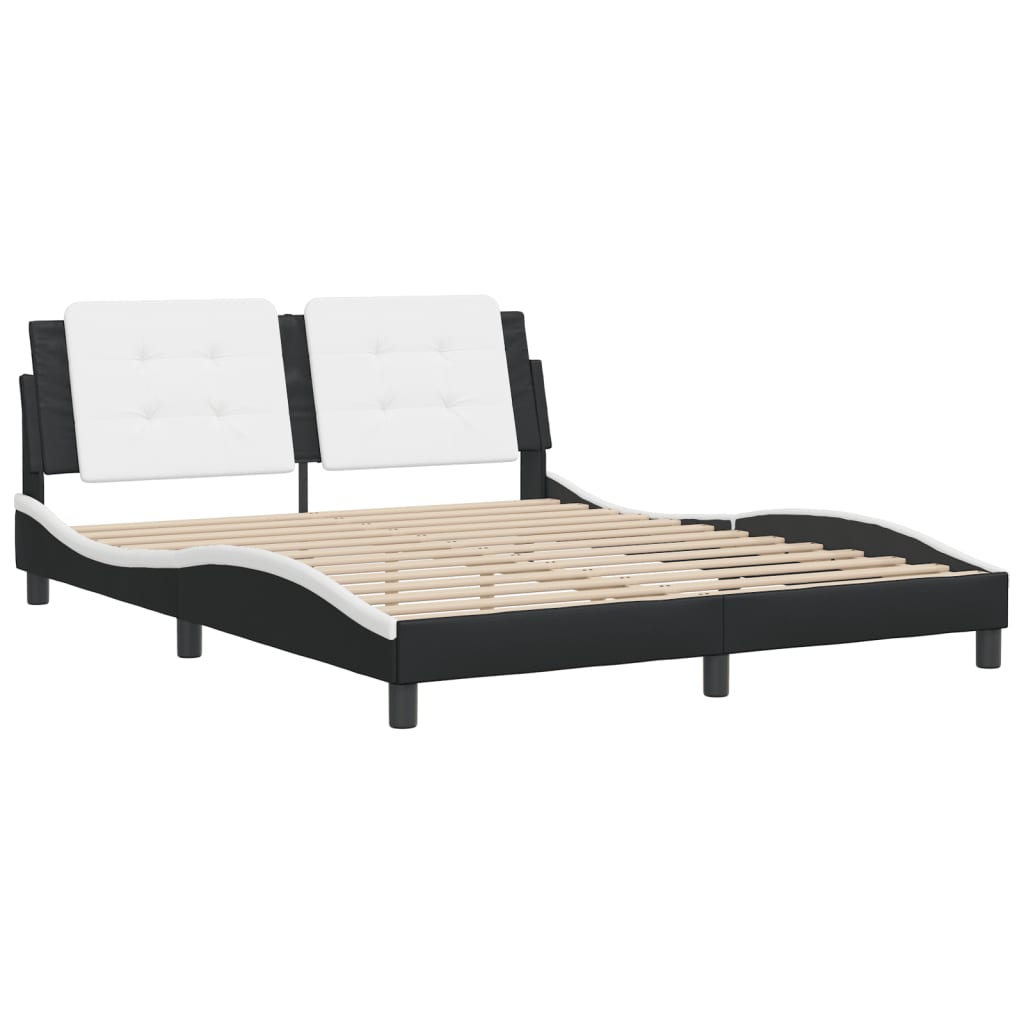 vidaXL Estructura cama cabecero cuero sintético negro blanco 160x200cm