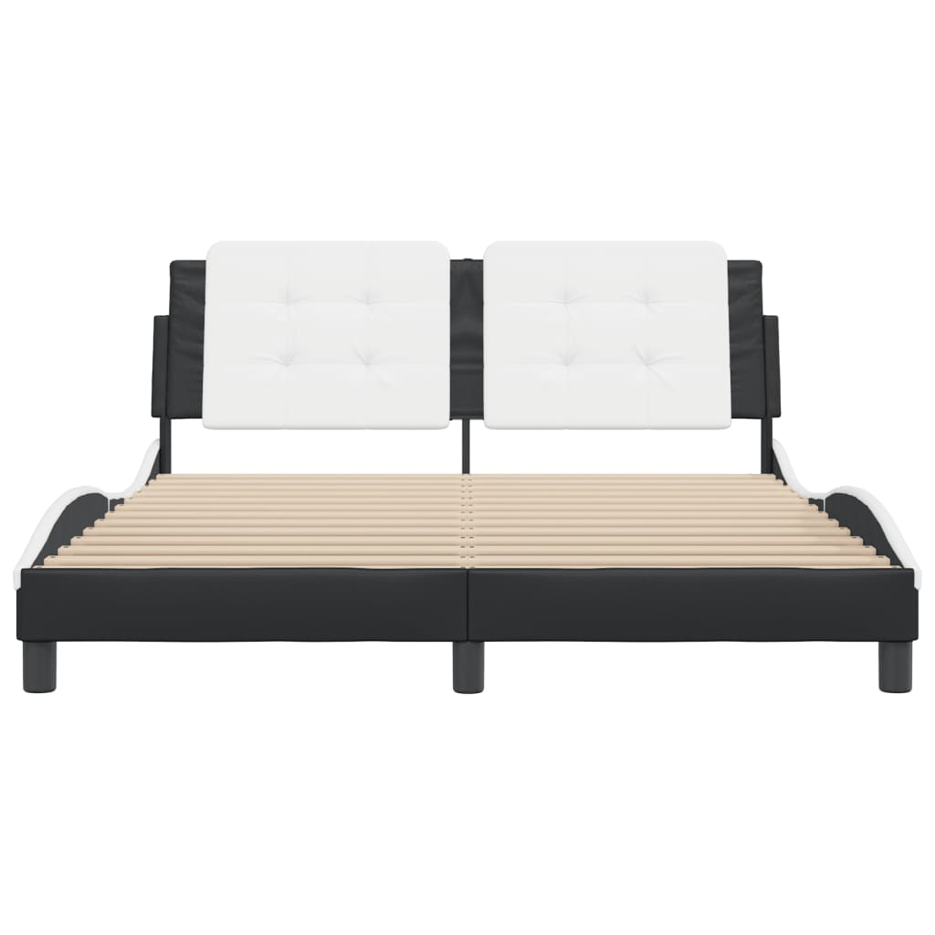 vidaXL Estructura cama cabecero cuero sintético negro blanco 160x200cm