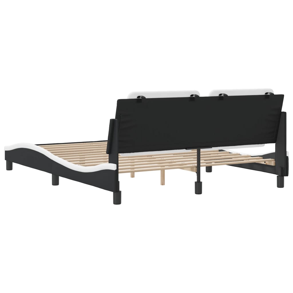 vidaXL Estructura cama cabecero cuero sintético negro blanco 160x200cm