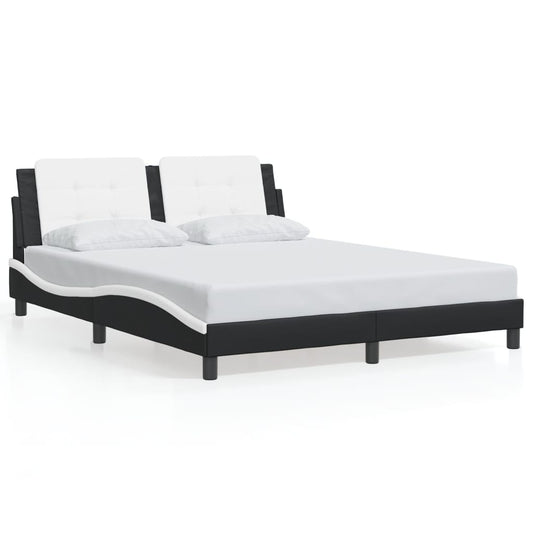 vidaXL Estructura cama cabecero cuero sintético negro blanco 160x200cm