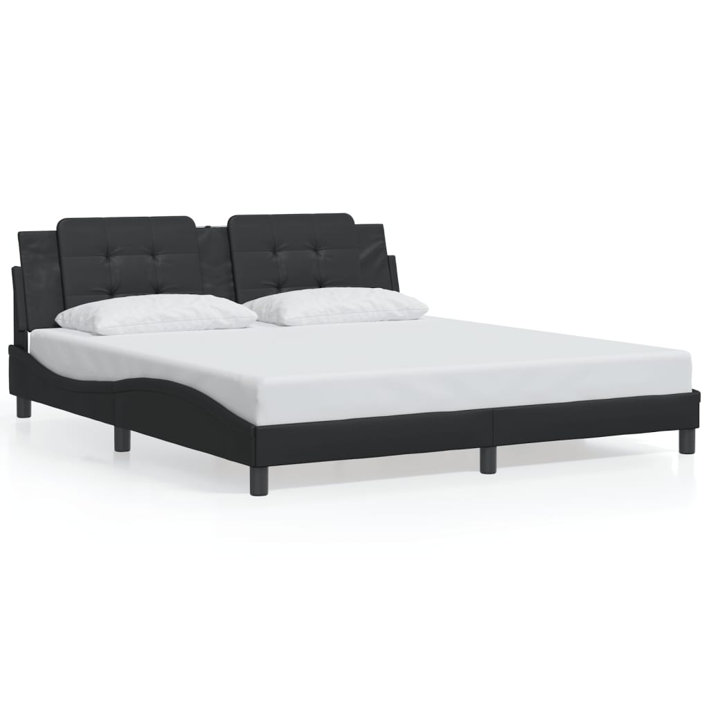 vidaXL Estructura de cama sin colchón cuero sintético negro 180x200 cm