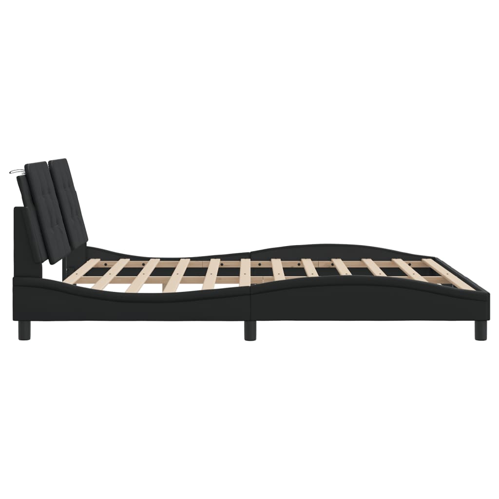 vidaXL Estructura de cama sin colchón cuero sintético negro 180x200 cm