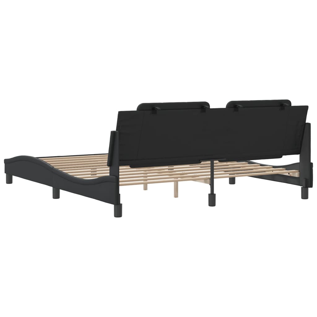 vidaXL Estructura de cama sin colchón cuero sintético negro 180x200 cm