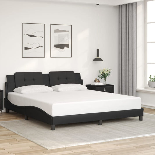 vidaXL Estructura de cama sin colchón cuero sintético negro 180x200 cm