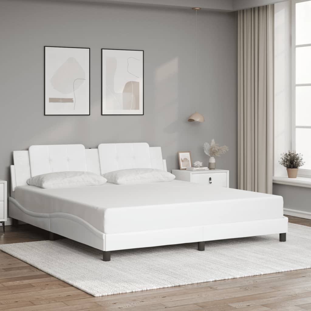 vidaXL Estructura de cama sin colchón cuero sintético blanco 180x200cm