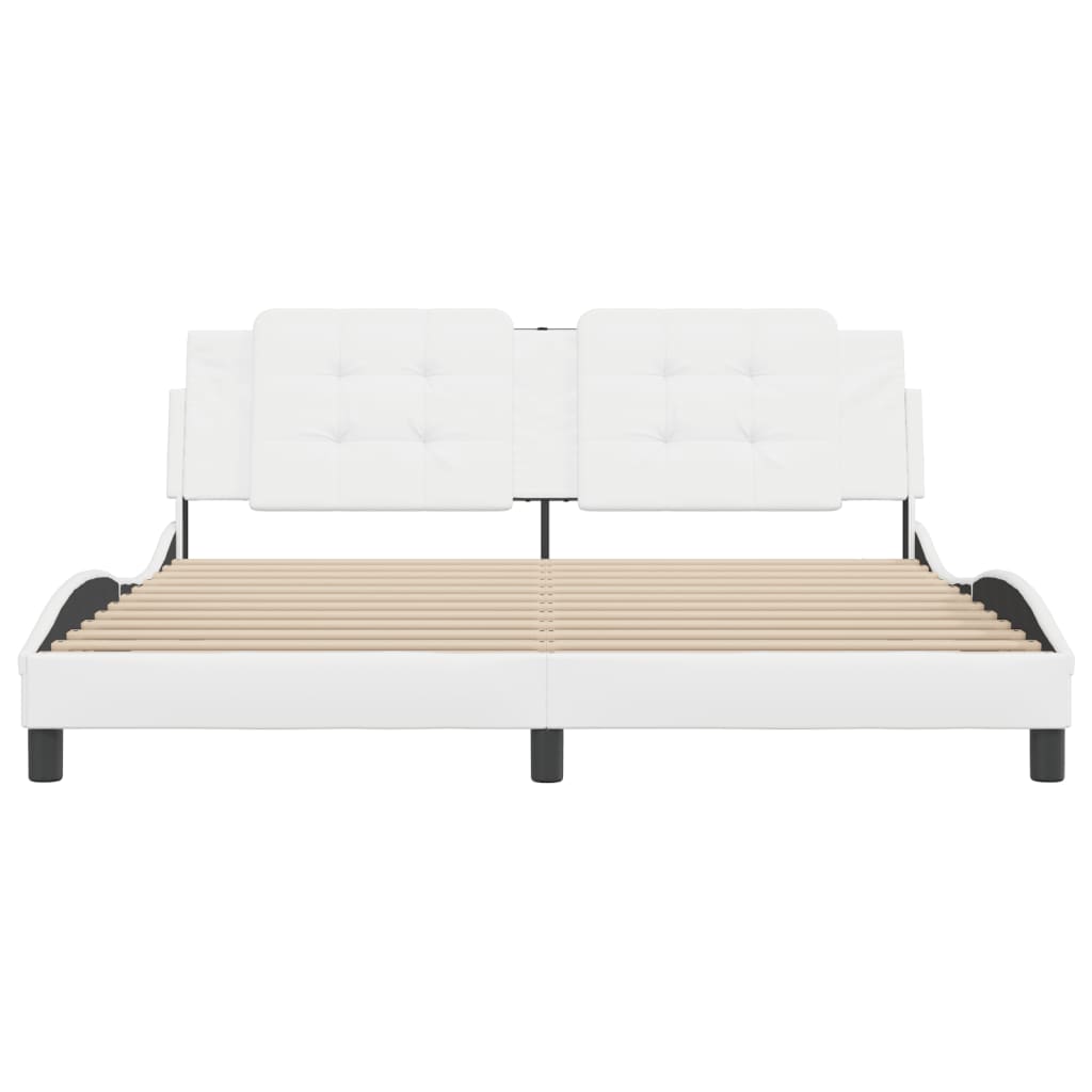 vidaXL Estructura de cama sin colchón cuero sintético blanco 180x200cm