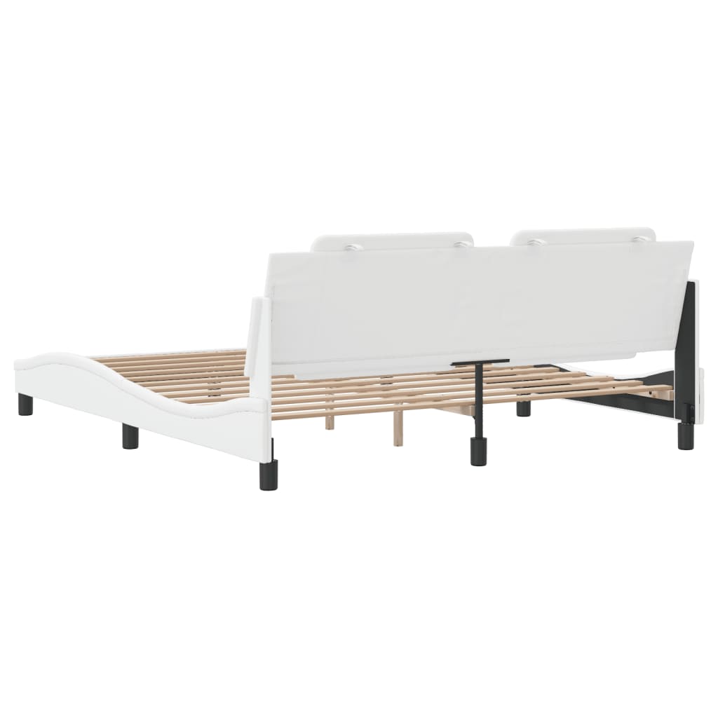 vidaXL Estructura de cama sin colchón cuero sintético blanco 180x200cm