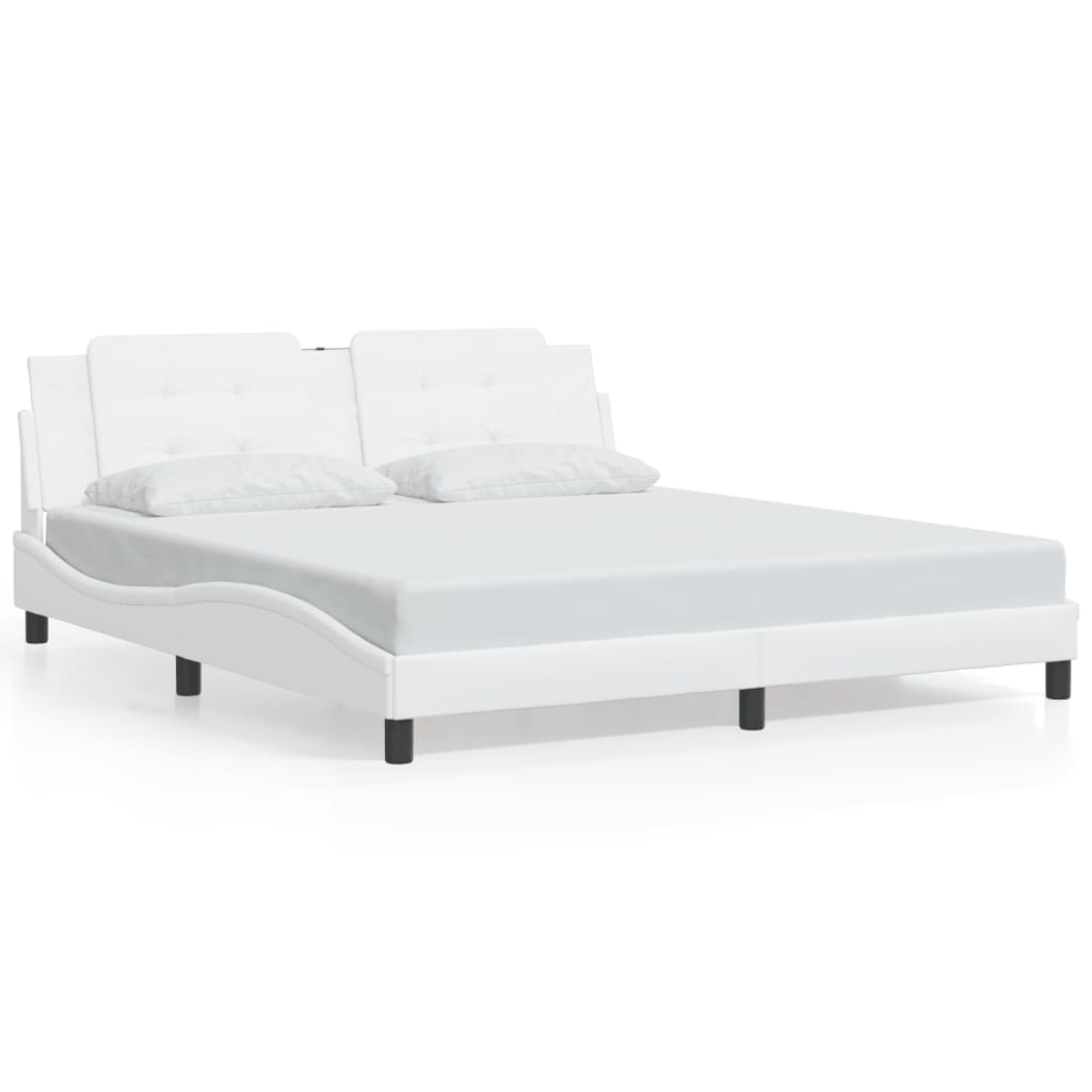 vidaXL Estructura de cama sin colchón cuero sintético blanco 180x200cm