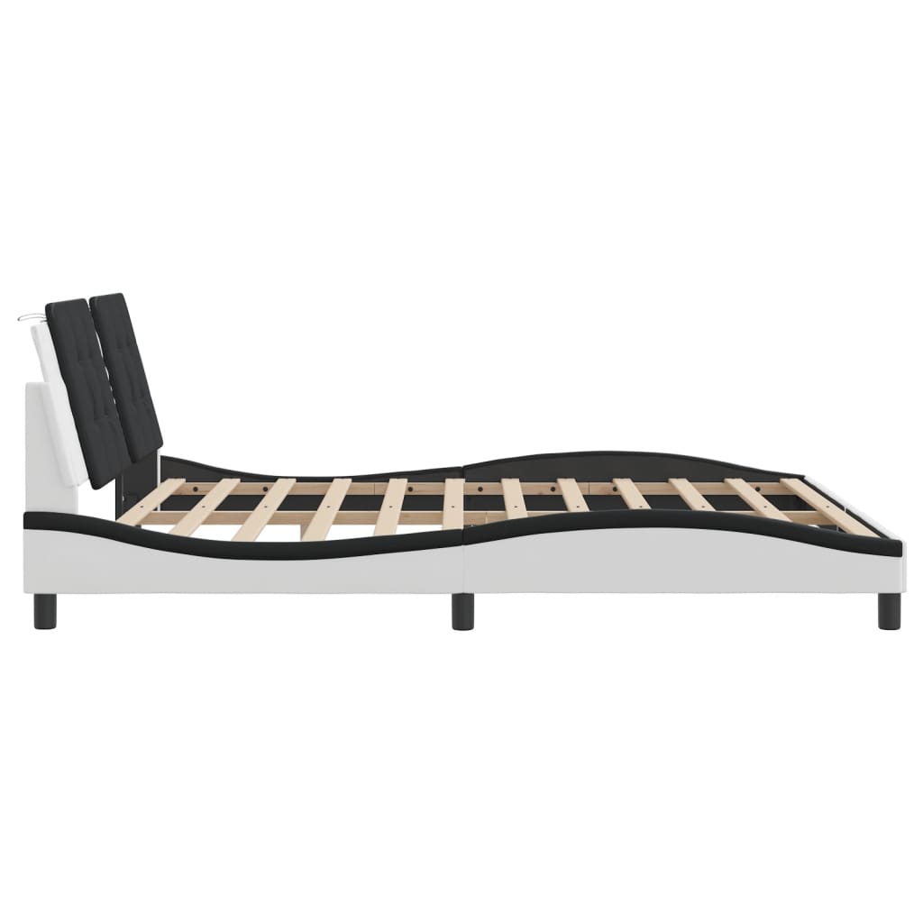 vidaXL Estructura de cama con cabecero cuero sintético blanco y negro