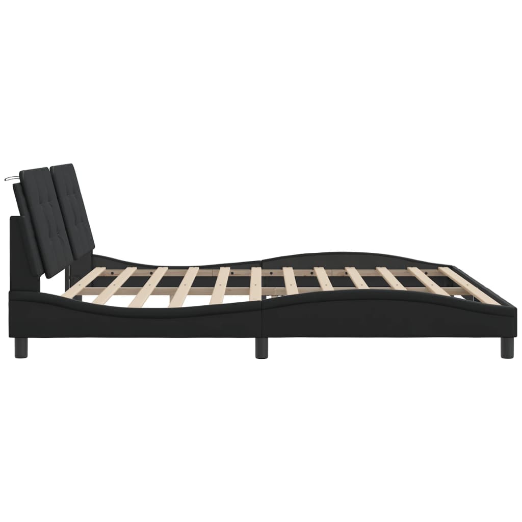 vidaXL Estructura de cama sin colchón cuero sintético negro 200x200 cm