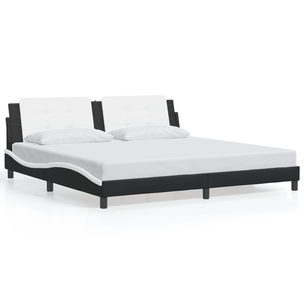 vidaXL Cama sin colchón cuero sintético negro blanco 200x200 cm