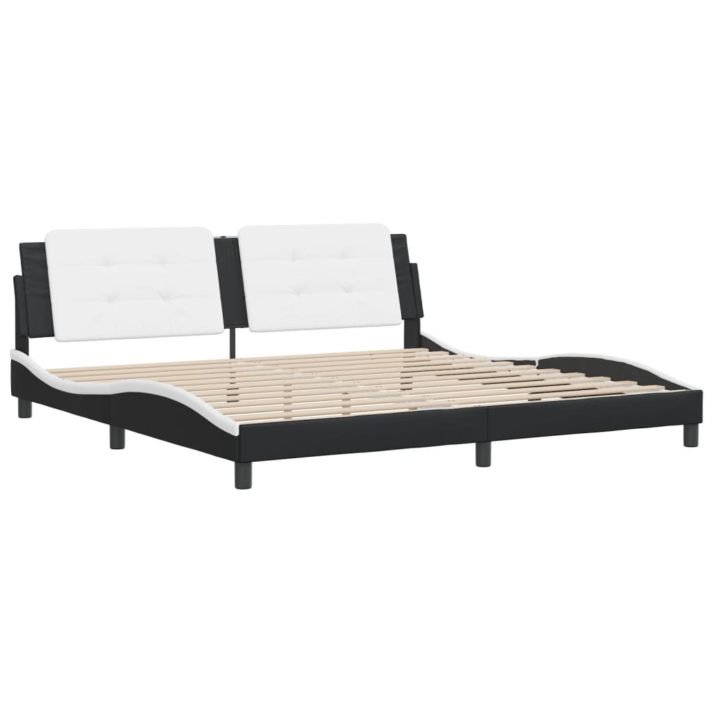 vidaXL Cama sin colchón cuero sintético negro blanco 200x200 cm