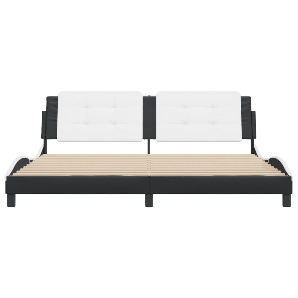 vidaXL Cama sin colchón cuero sintético negro blanco 200x200 cm