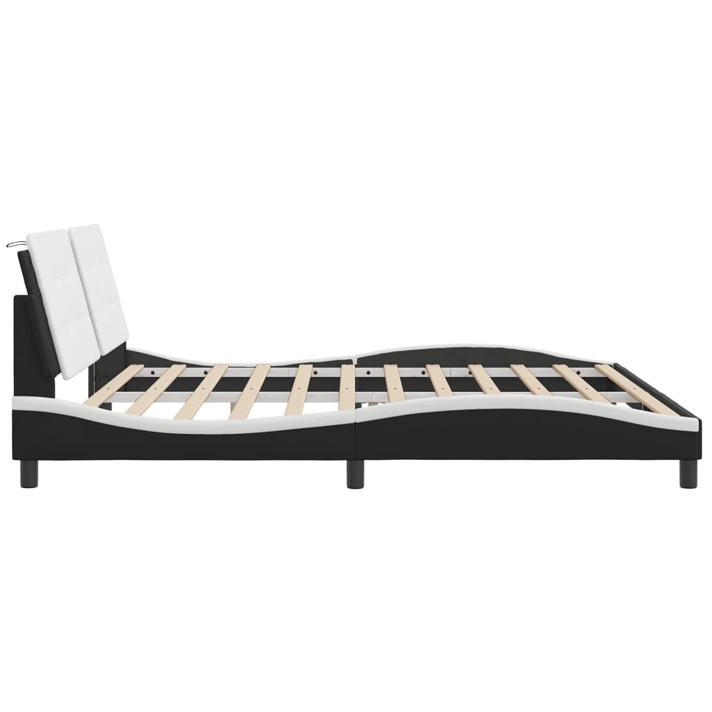 vidaXL Cama sin colchón cuero sintético negro blanco 200x200 cm