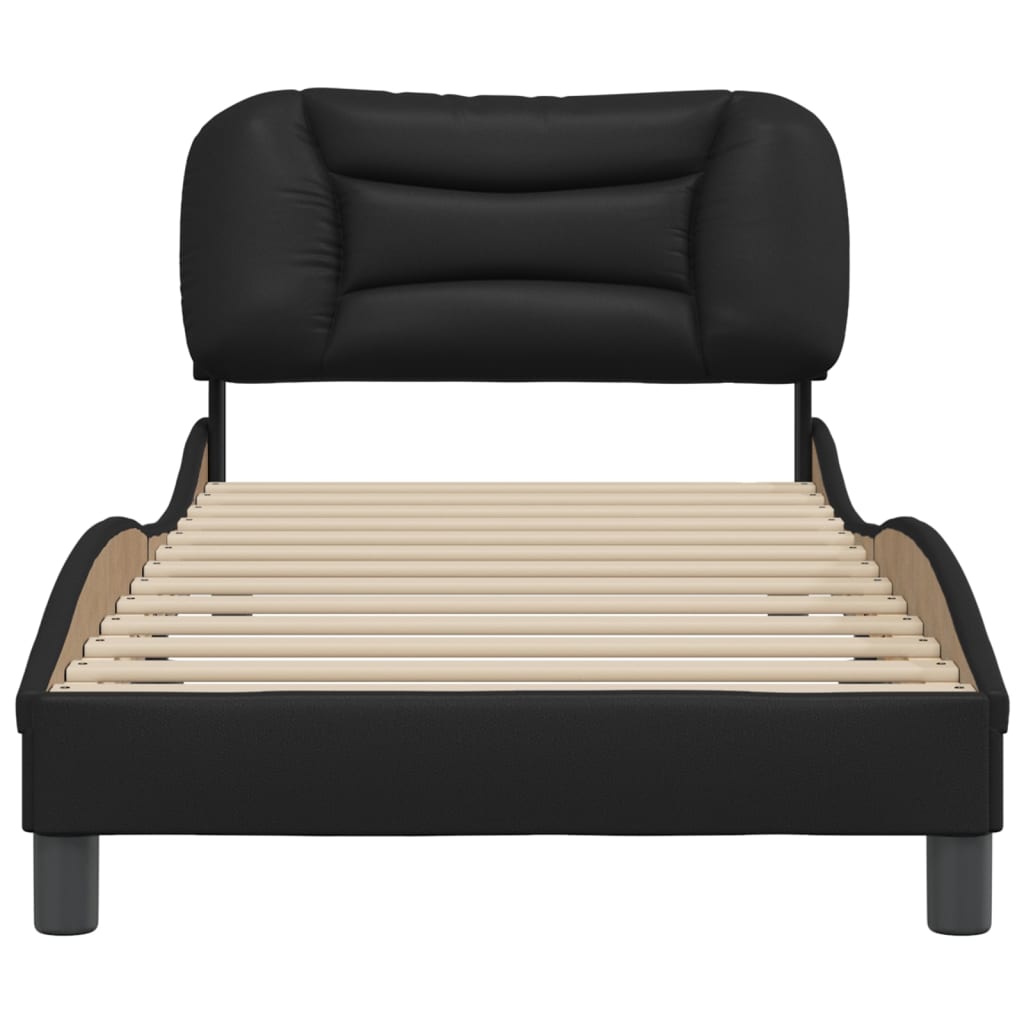 vidaXL Estructura de cama sin colchón cuero sintético negro 90x190 cm