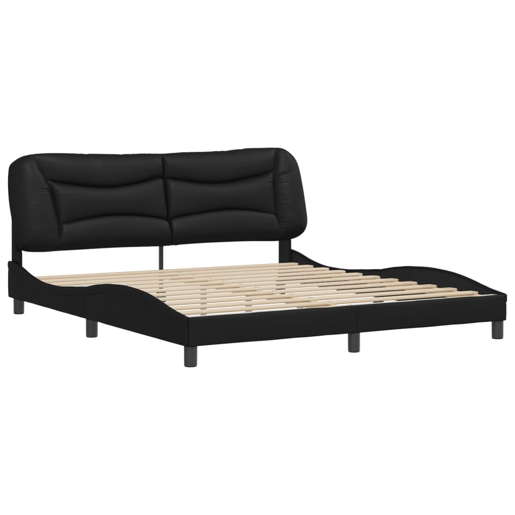 vidaXL Estructura de cama sin colchón cuero sintético negro 180x200 cm