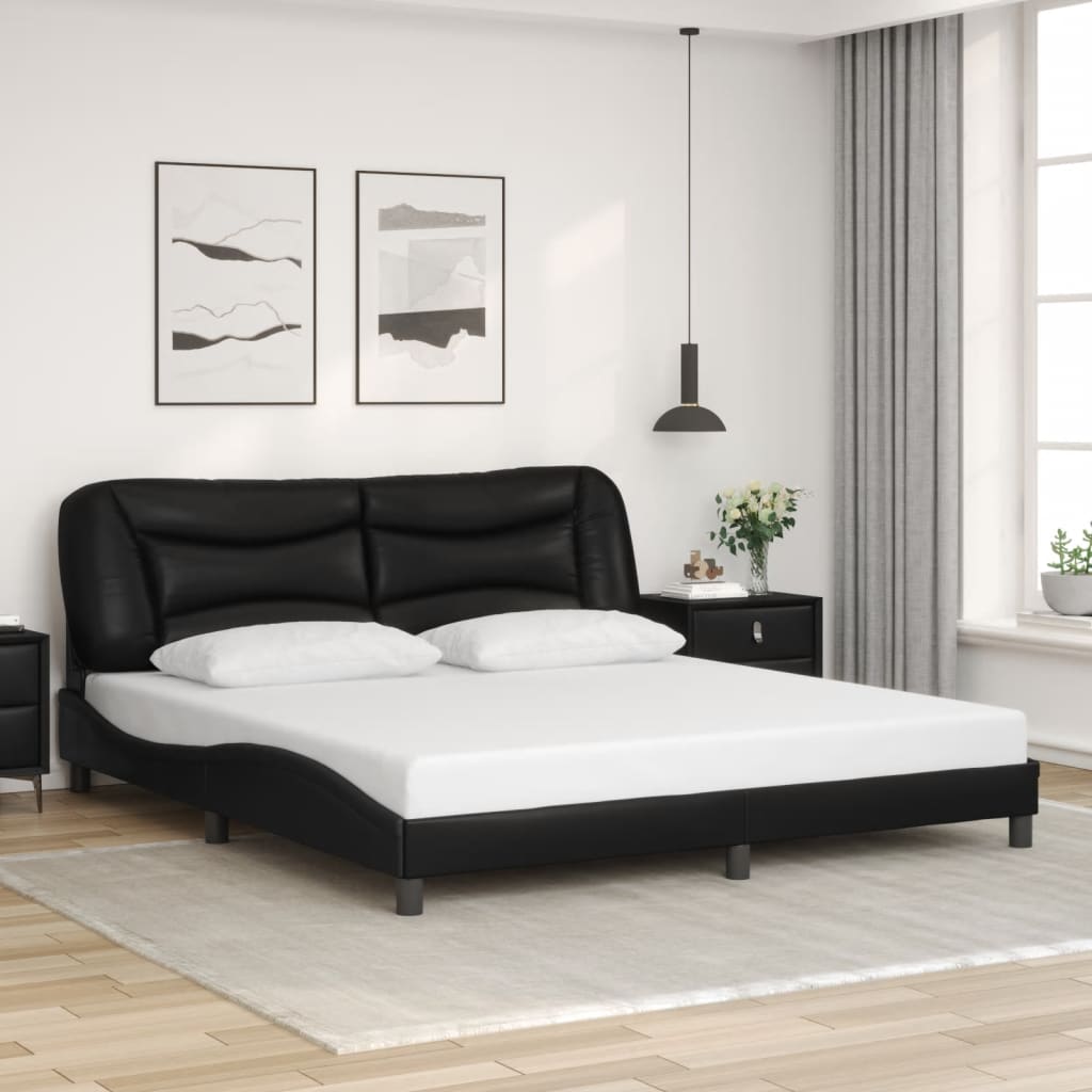 vidaXL Estructura de cama sin colchón cuero sintético negro 180x200 cm