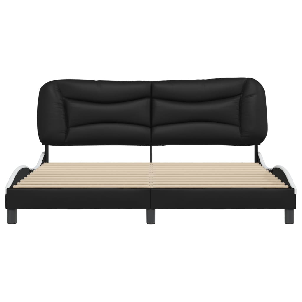 vidaXL Estructura de cama con cabecero cuero sintético negro y blanco