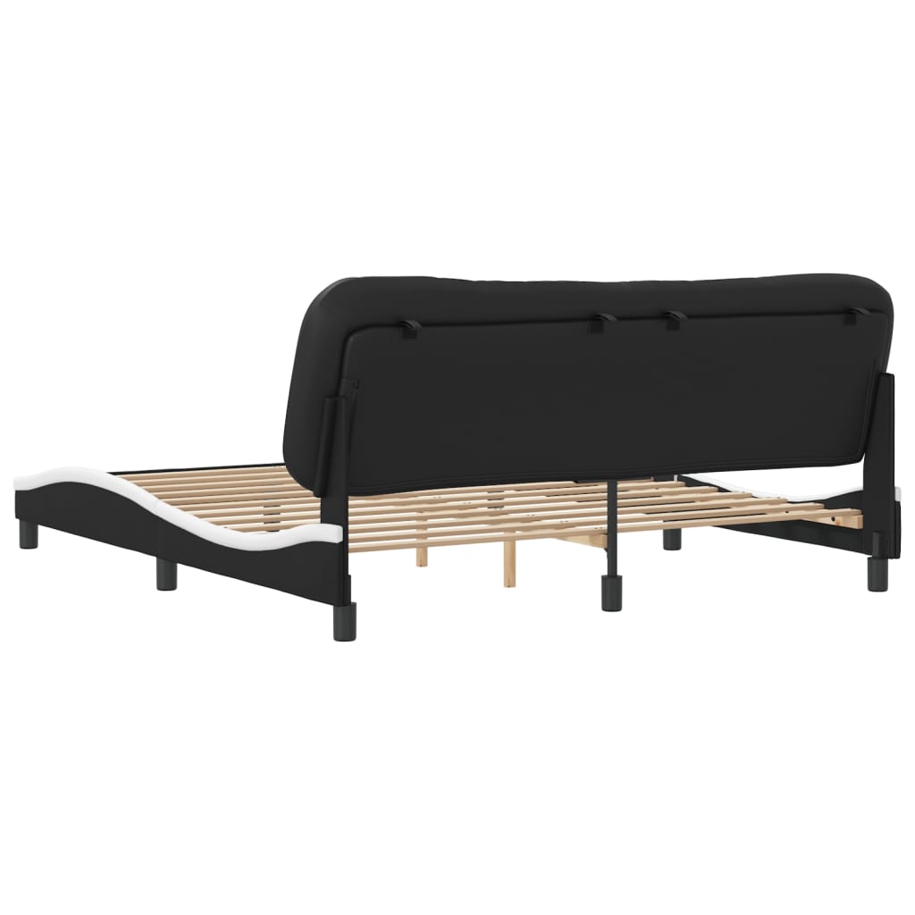 vidaXL Estructura de cama con cabecero cuero sintético negro y blanco