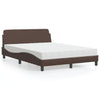 vidaXL Cama con colchón cuero sintético marrón 120x200 cm