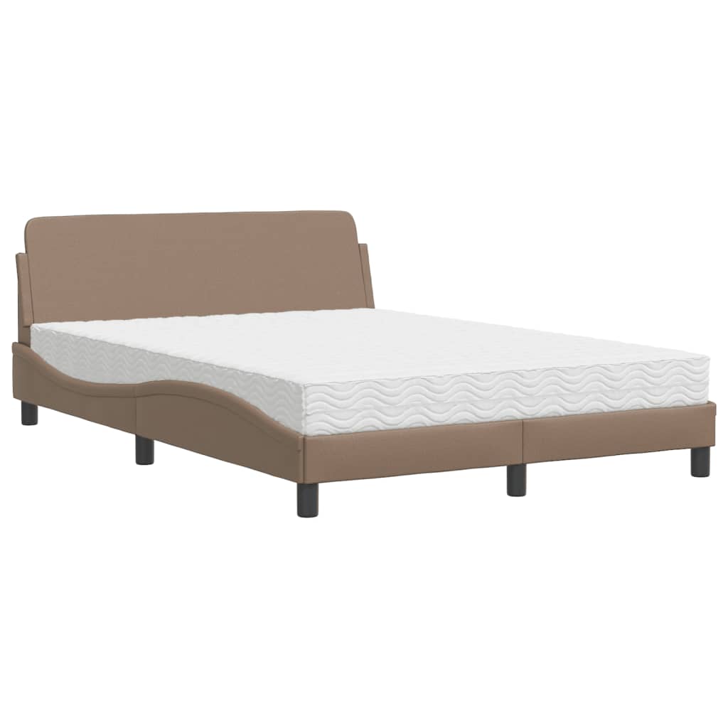 vidaXL Cama con colchón cuero sintético capuchino 120x200 cm