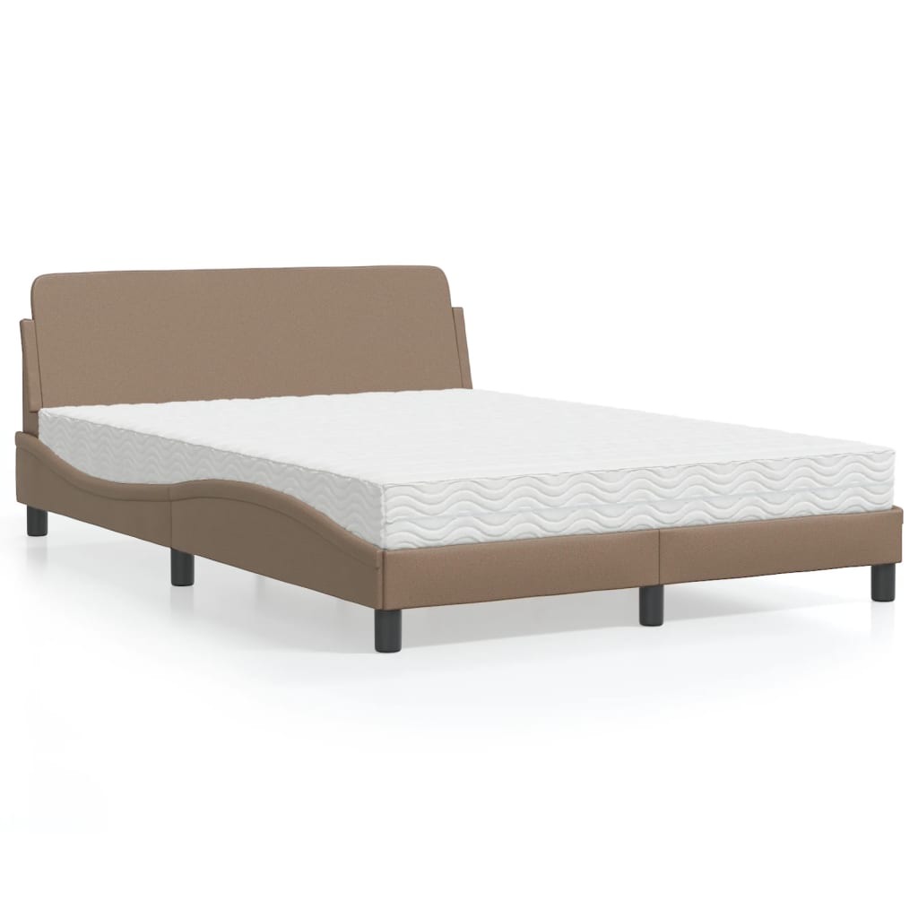 vidaXL Cama con colchón cuero sintético capuchino 120x200 cm