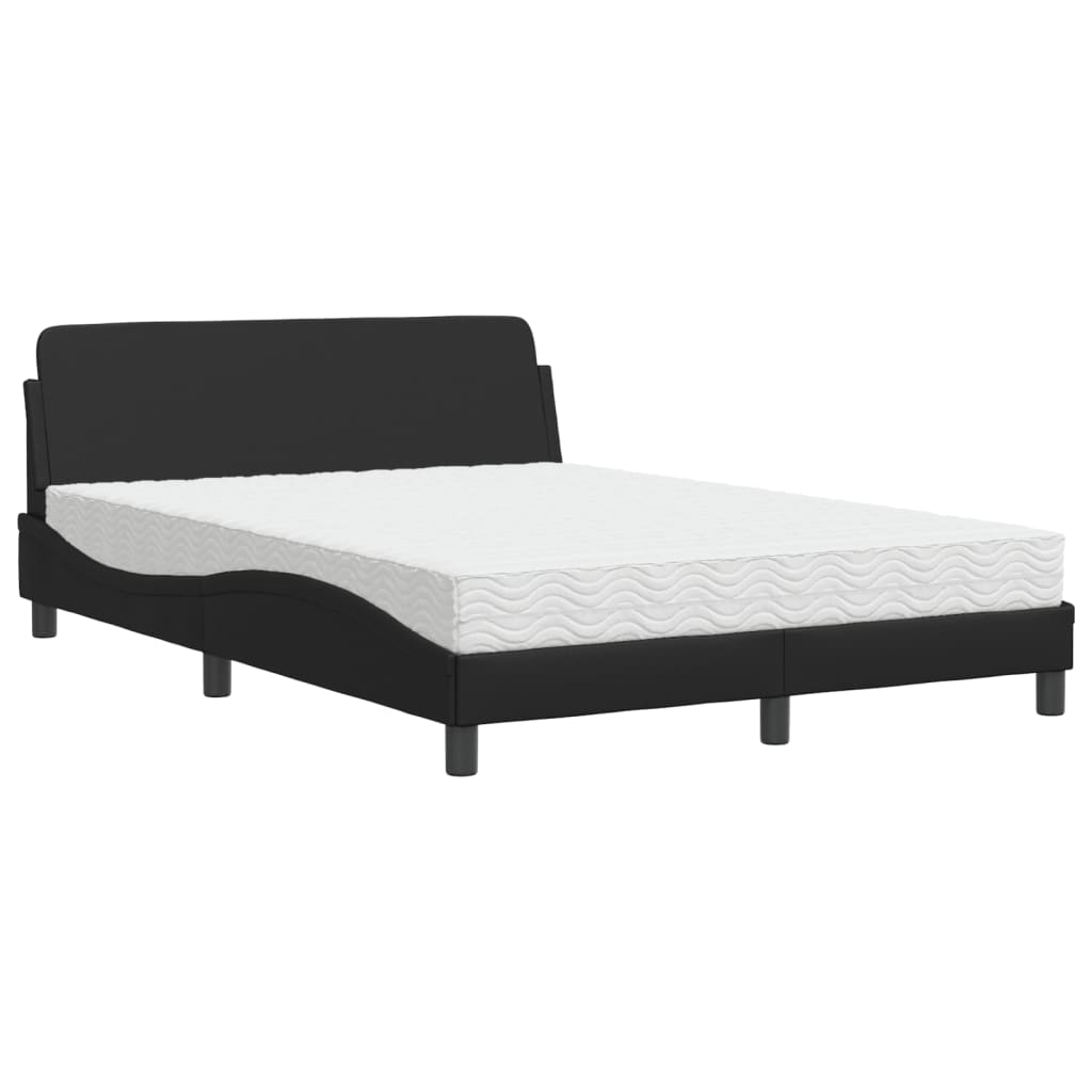 vidaXL Cama con colchón cuero sintético negro 140x190 cm