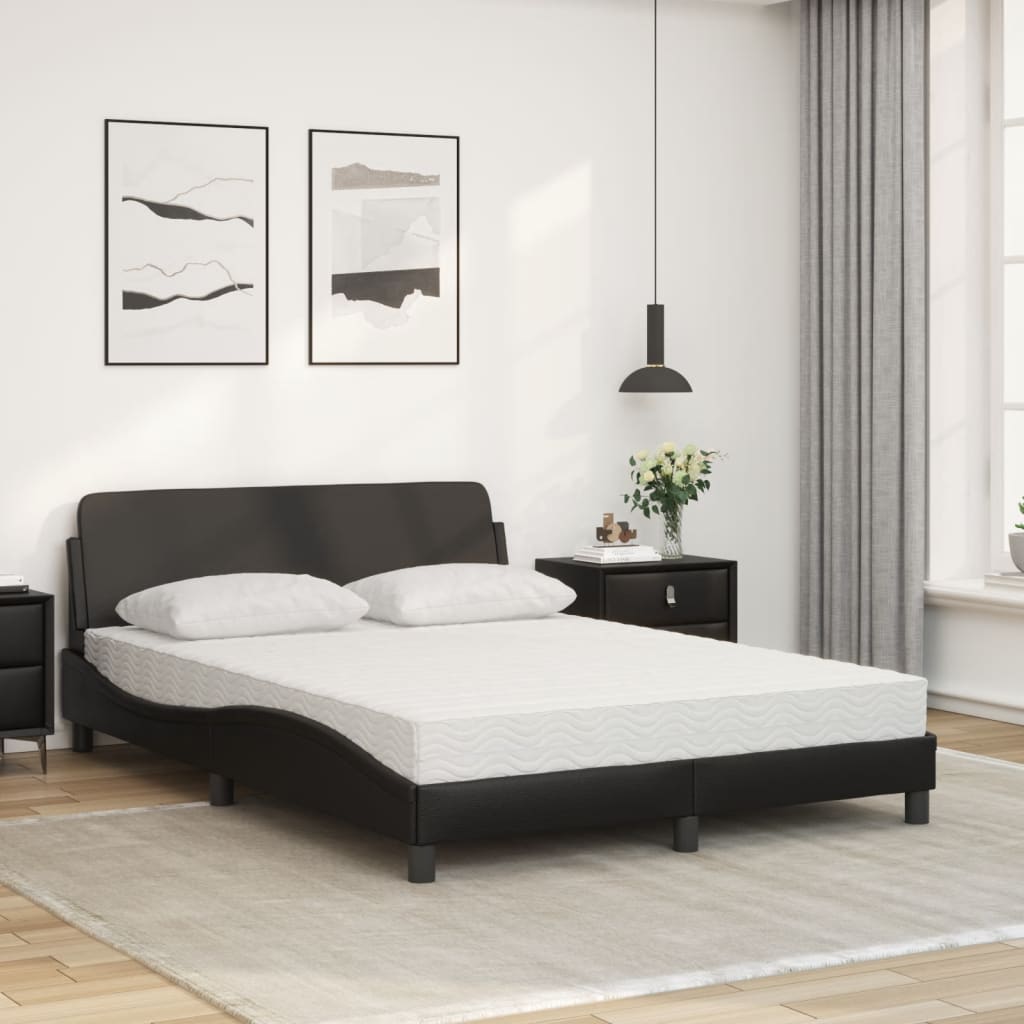 vidaXL Cama con colchón cuero sintético negro 140x190 cm