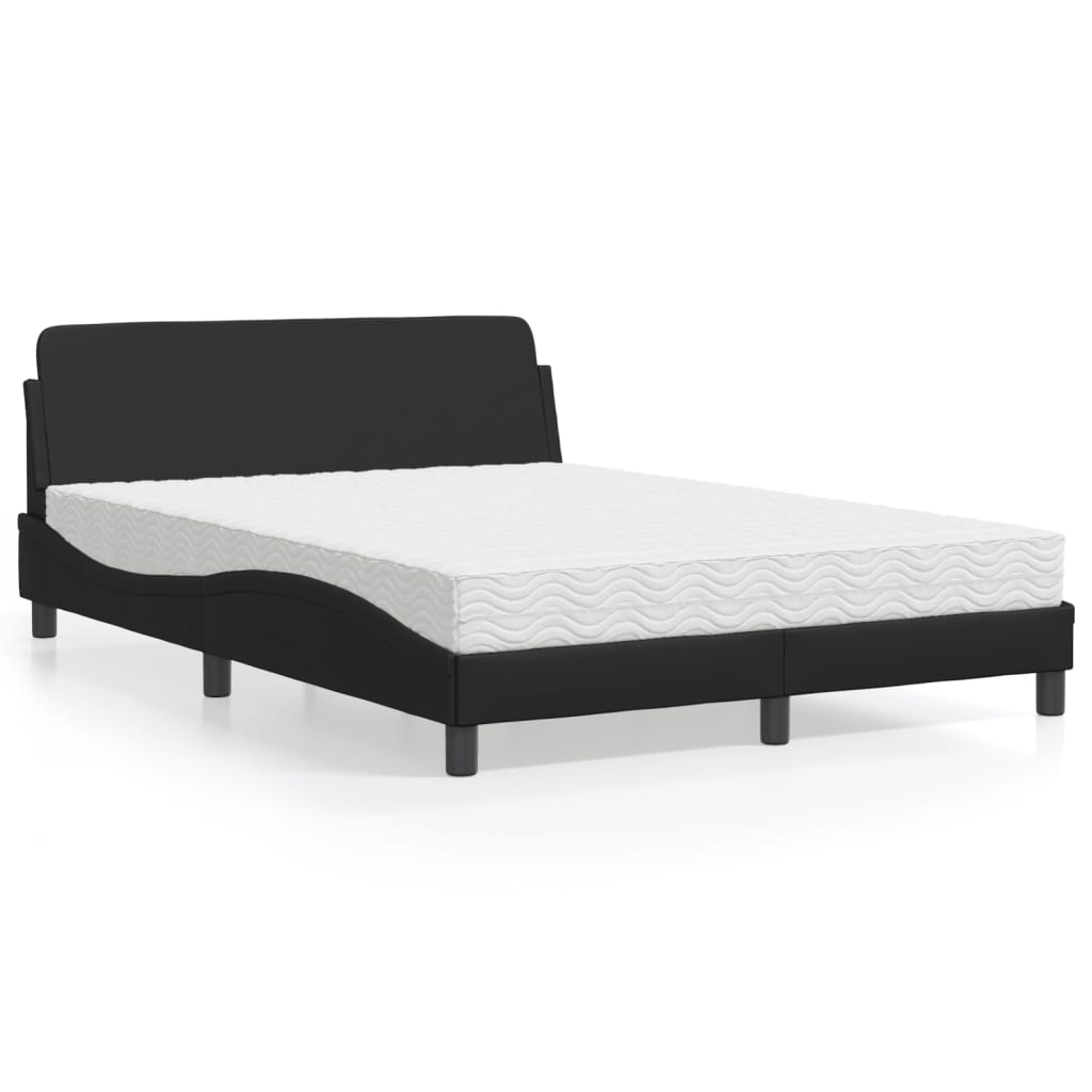 vidaXL Cama con colchón cuero sintético negro 140x190 cm