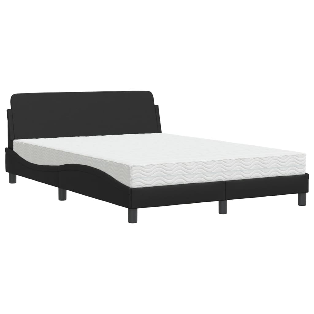 vidaXL Cama con colchón cuero sintético negro 140x200 cm