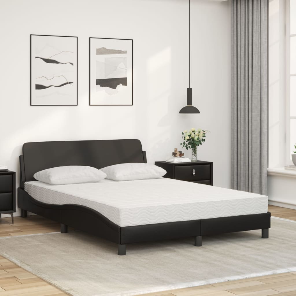 vidaXL Cama con colchón cuero sintético negro 140x200 cm