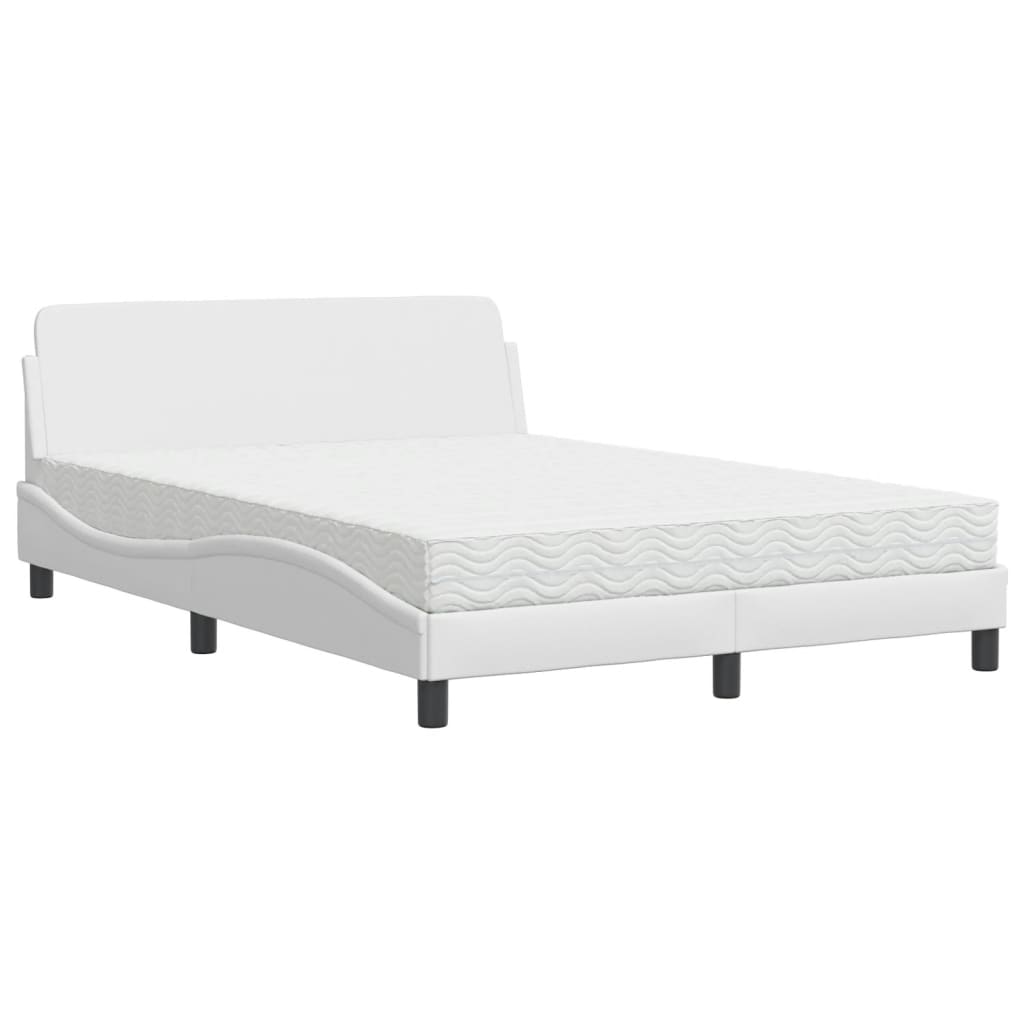 vidaXL Cama con colchón cuero sintético blanco 140x200 cm