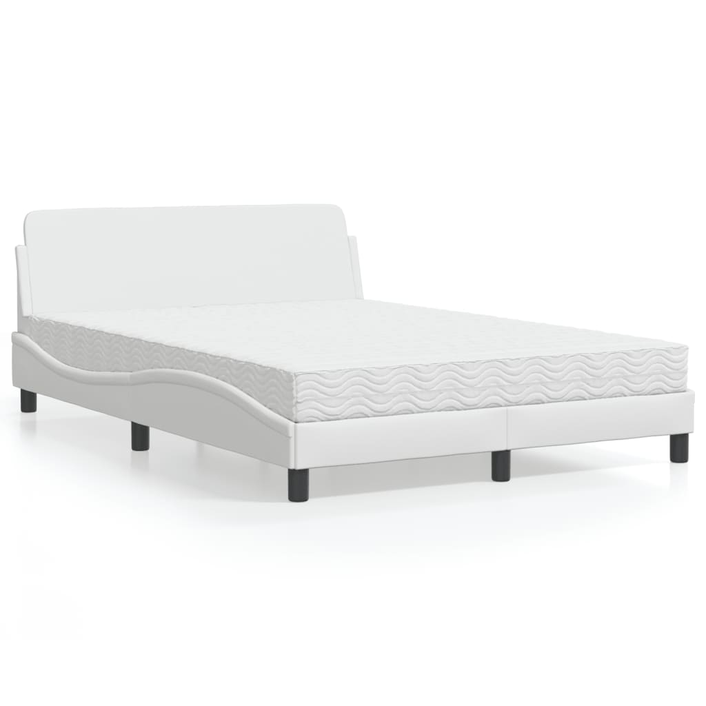 vidaXL Cama con colchón cuero sintético blanco 140x200 cm