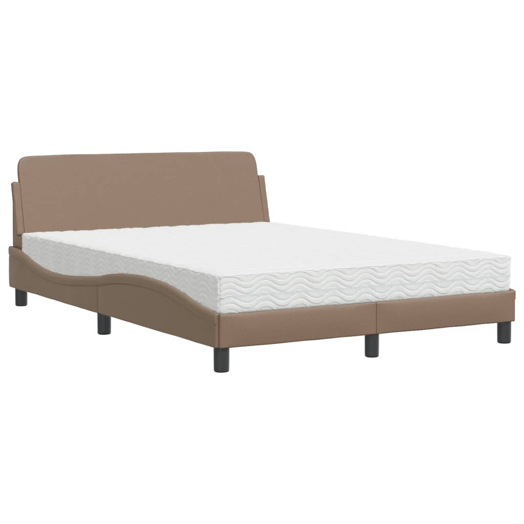 vidaXL Cama con colchón cuero sintético capuchino 140x200 cm