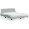 vidaXL Cama con colchón terciopelo gris claro 160x200 cm