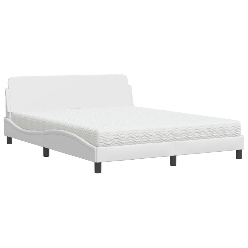 vidaXL Cama con colchón cuero sintético blanco 160x200 cm