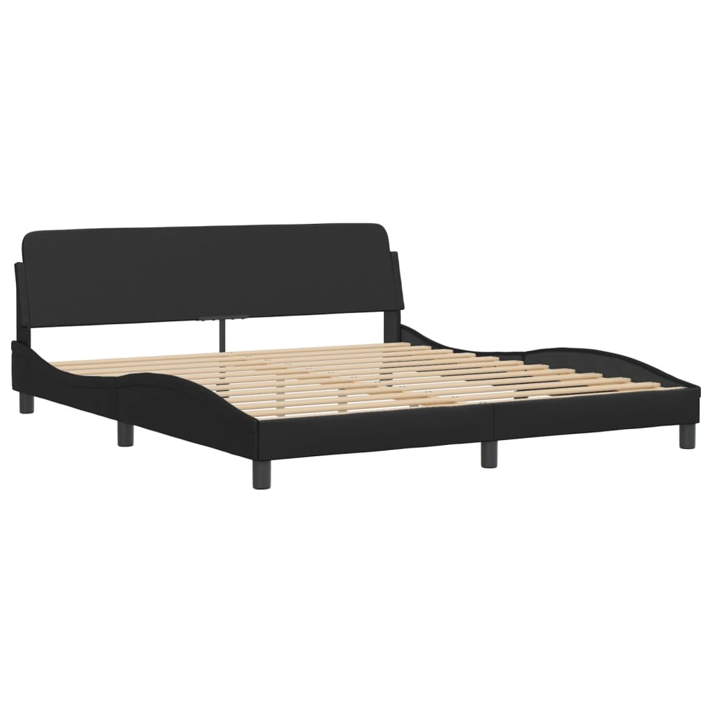 vidaXL Cama con colchón cuero sintético negro 180x200 cm