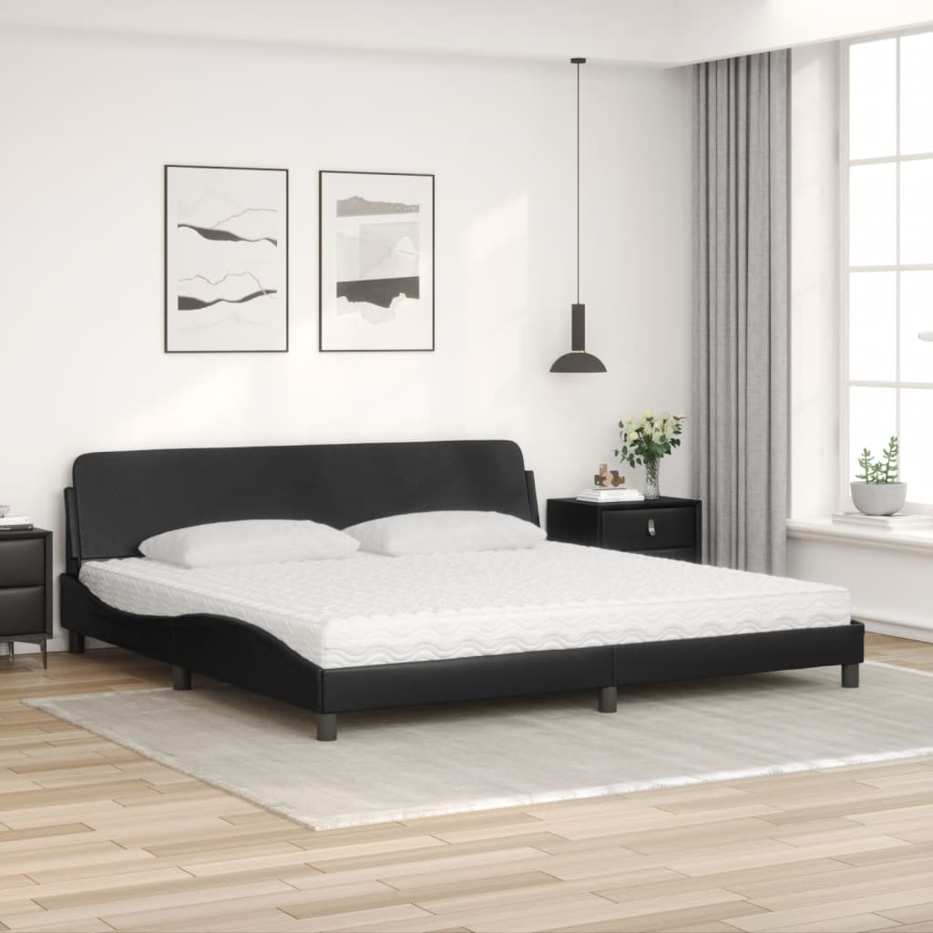 vidaXL Cama con colchón cuero sintético negro 200x200 cm