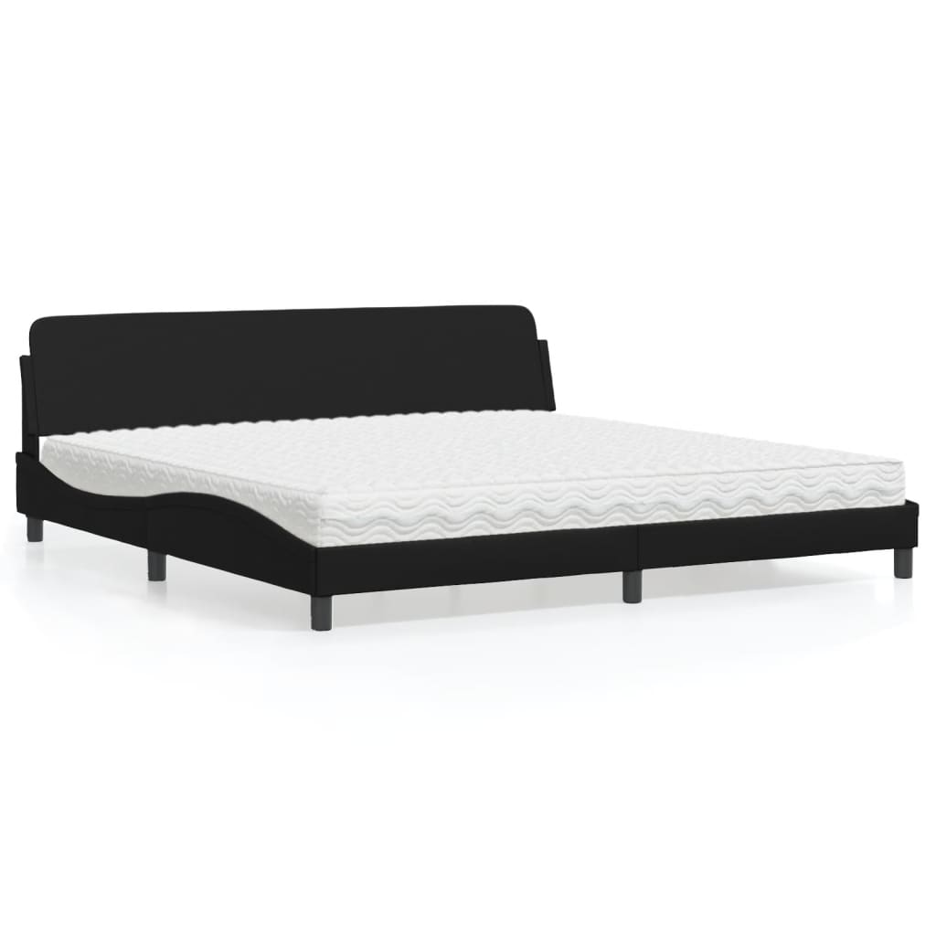 vidaXL Cama con colchón cuero sintético negro 200x200 cm