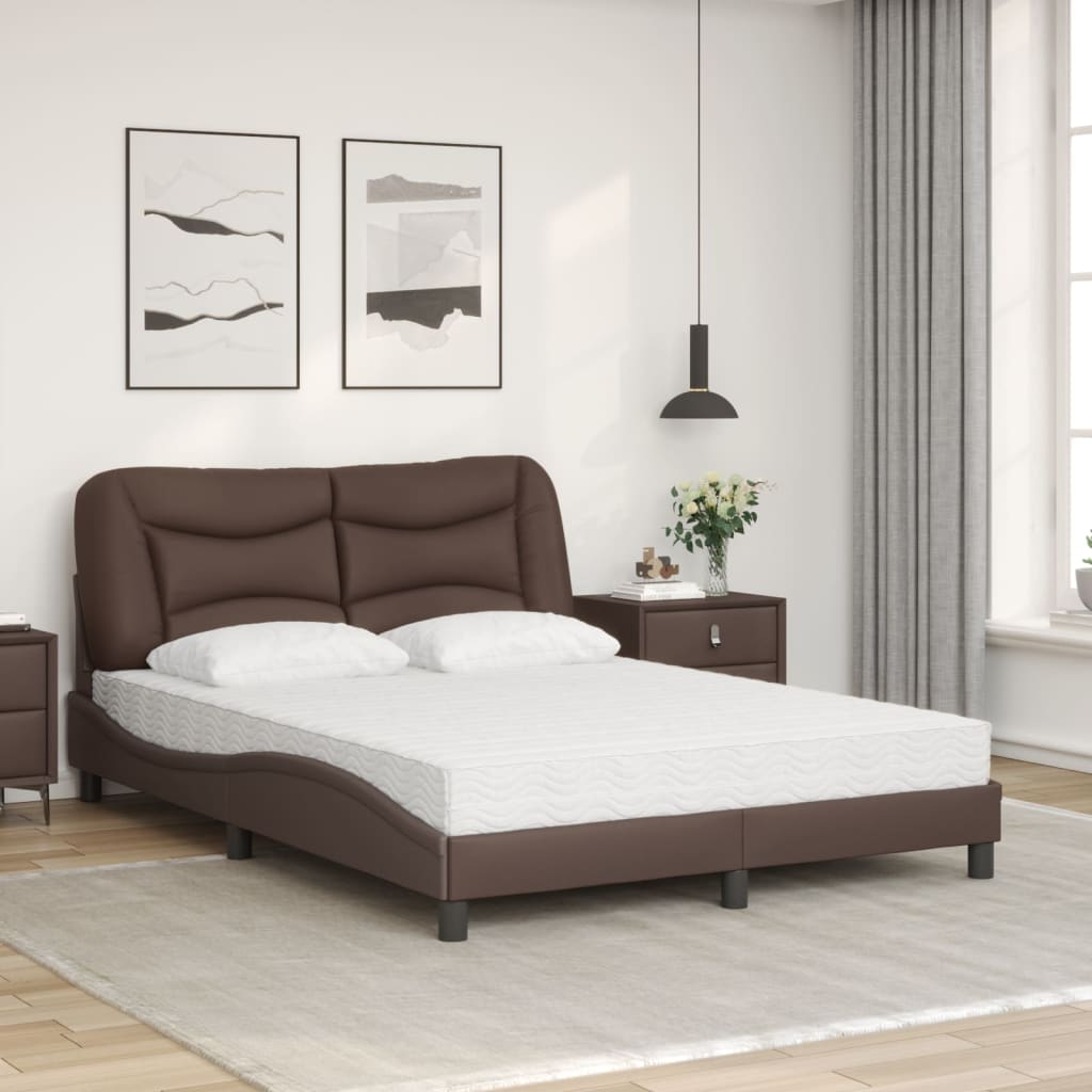 vidaXL Cama con colchón cuero sintético marrón 120x200 cm