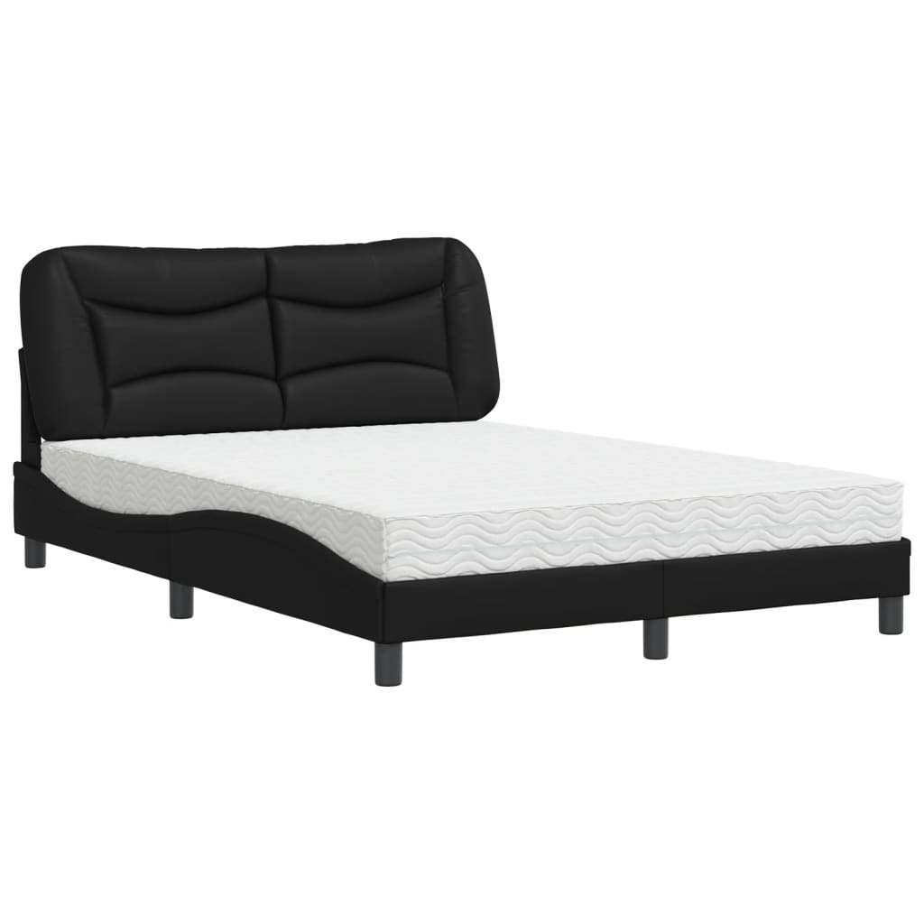 vidaXL Cama con colchón cuero sintético negro 140x190 cm