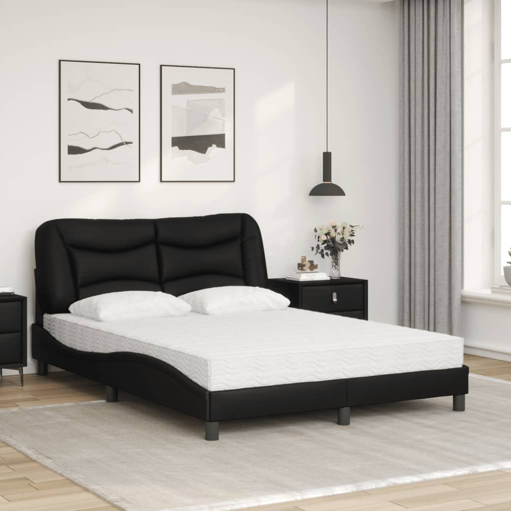 vidaXL Cama con colchón cuero sintético negro 140x190 cm