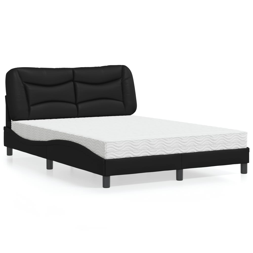 vidaXL Cama con colchón cuero sintético negro 140x200 cm