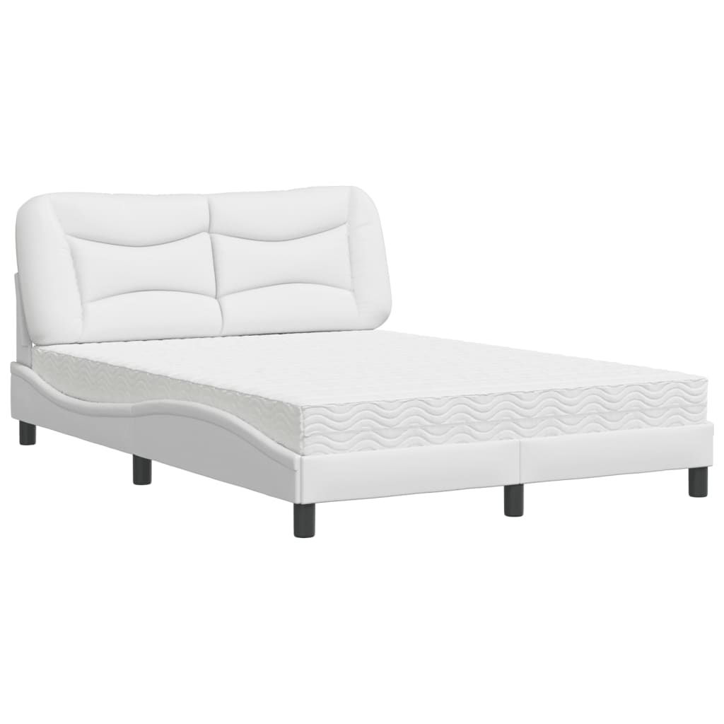 vidaXL Cama con colchón cuero sintético blanco 140x200 cm