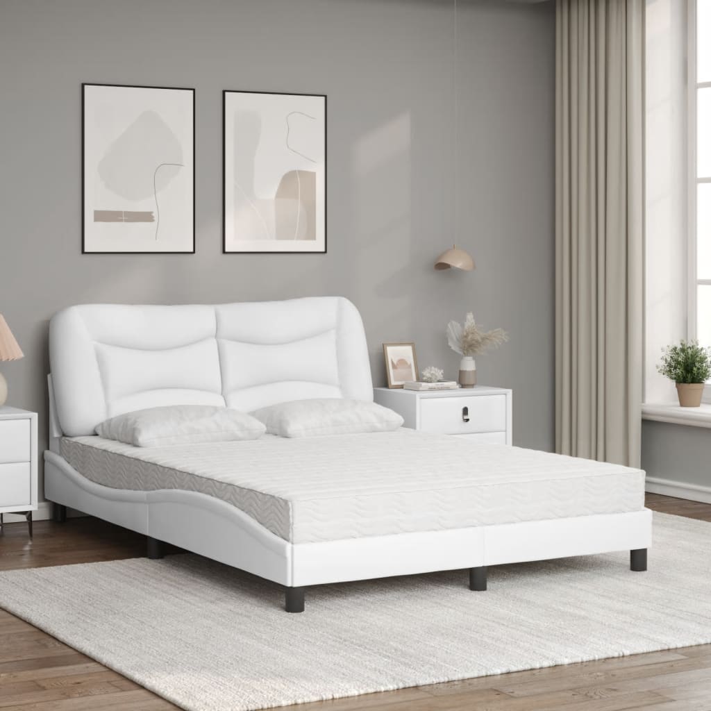 vidaXL Cama con colchón cuero sintético blanco 140x200 cm